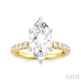 1/3 Ctw Marquise Shape Round Cut Diamond Semi-Mount Engagement Ring in 14K Yellow and White Gold